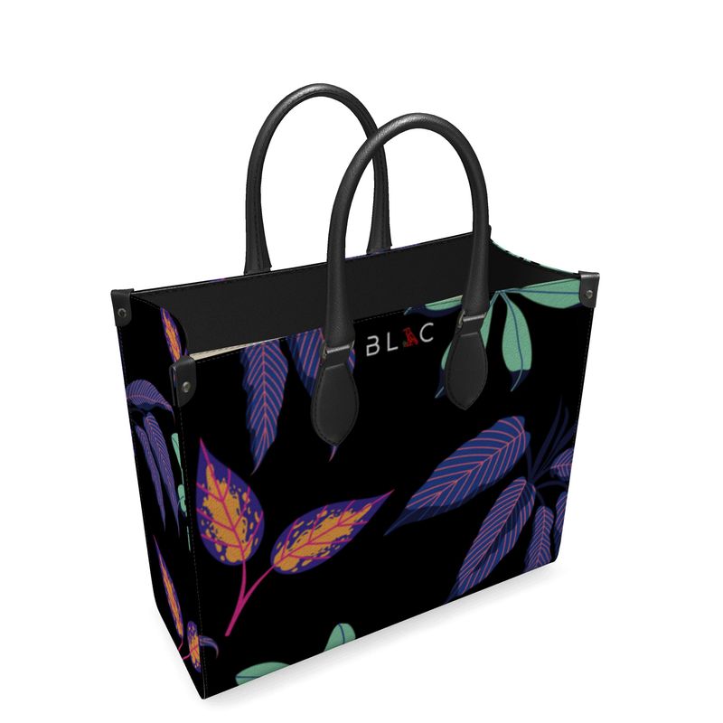 Black floral tote clearance bag