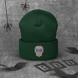 Sugar Skull Cuffed Beanie